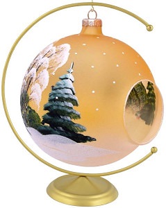 Jule glas lanterne i guld gennemsigtig mat